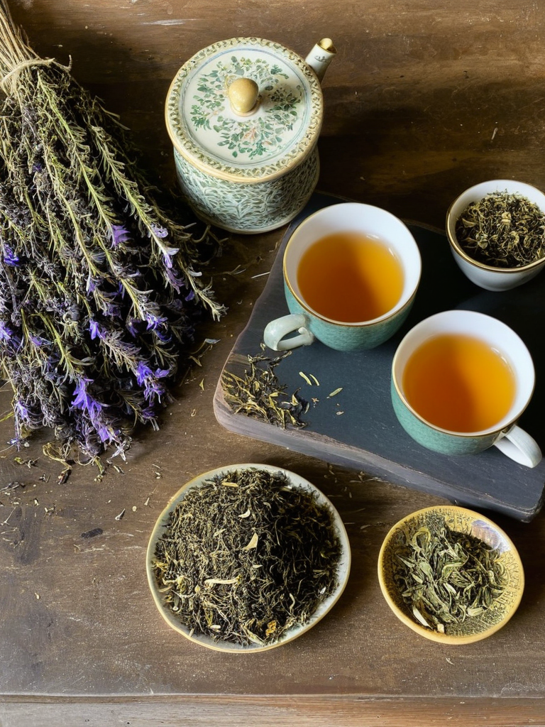 Une personne tenant une tasse de tisane dans un bureau moderne et aéré